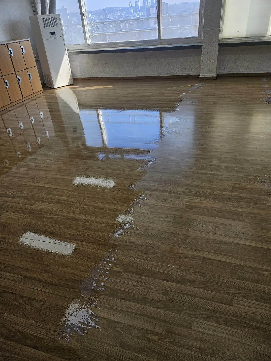 바닥 기계 세정 — 김포시 학교청소 현장